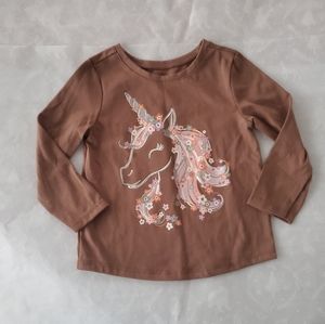 💕🦄💖NWOT Garanimals long sleeve tee shirt baby girl 18 months unicorn brown